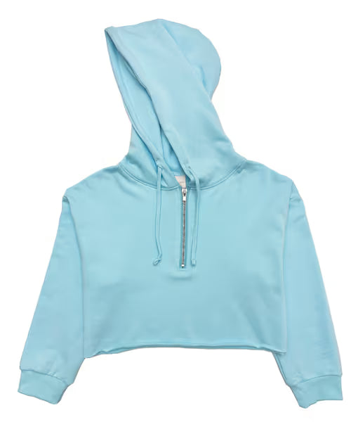 Suzette Collection Tween Soft Cloud Crop Half Zip Hoodie