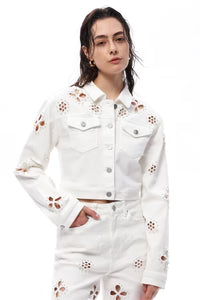 Bayeas Cropped Denim Jacket Woven