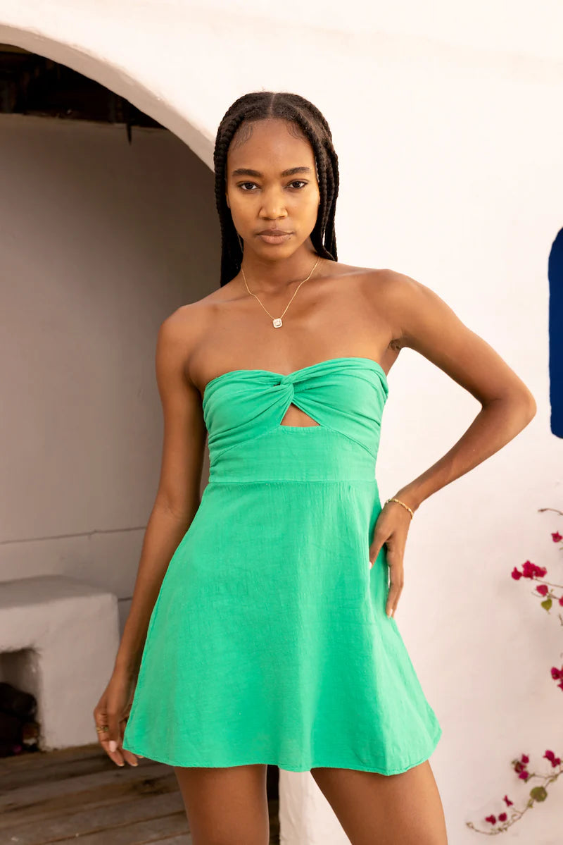 Blanco by Nature Women's Zoey Twist Bust Bandeau Dress L / Emerald Green