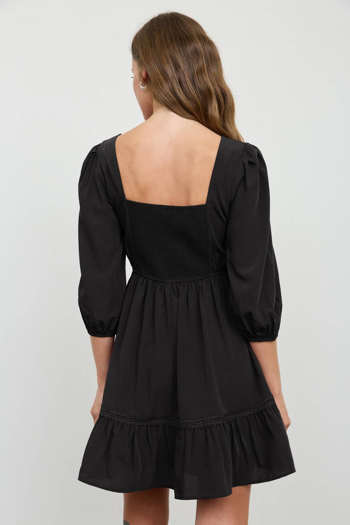 Lace Trim Square Neck Mini Dress