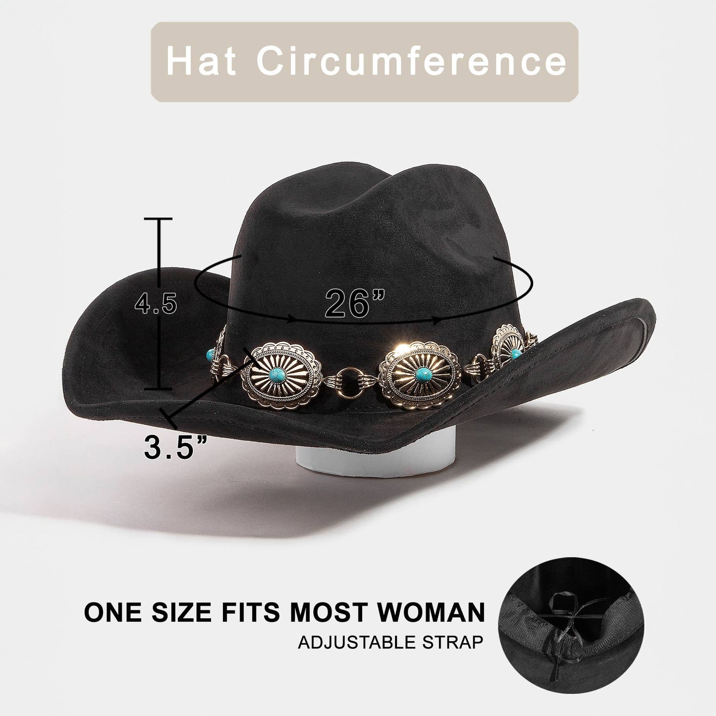 Turquoise Stud Concho Belt Western Cowboy Hat