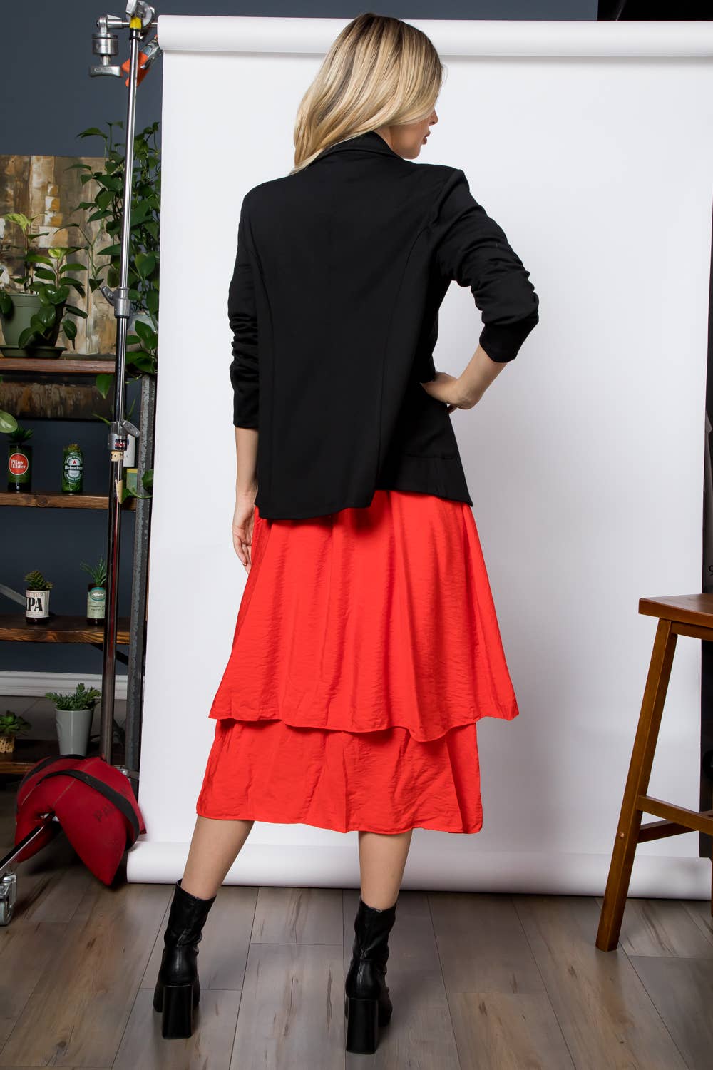 Ponte One Button Front Patch Pocket Blazer