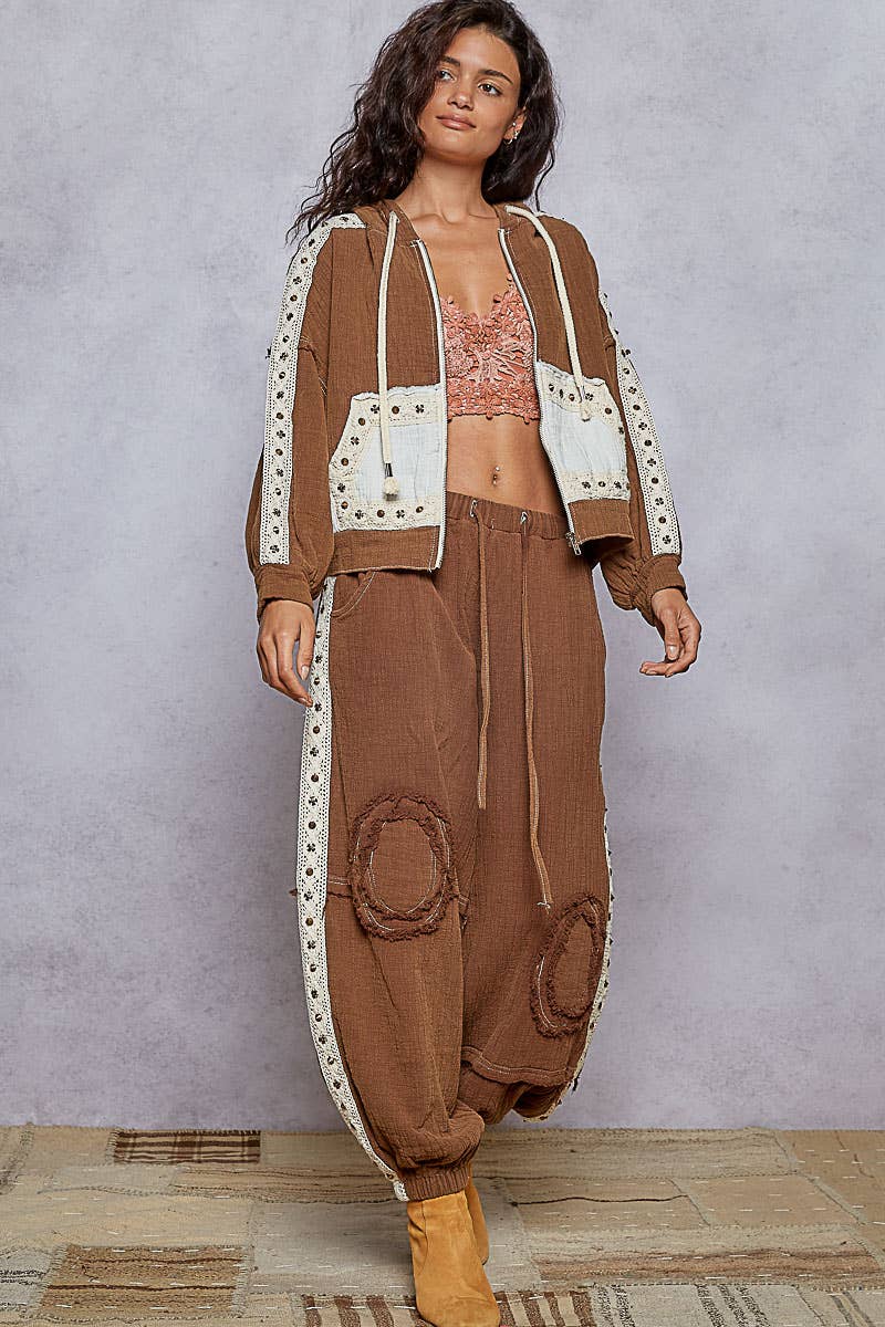Pol Vintage Washing Double Gauze Stud Jogger Pants SALE