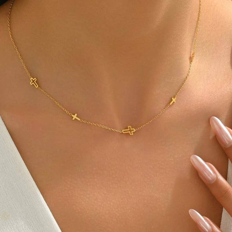 STAINLESS STEEL TARNISH FREE CROSS NECKLACE