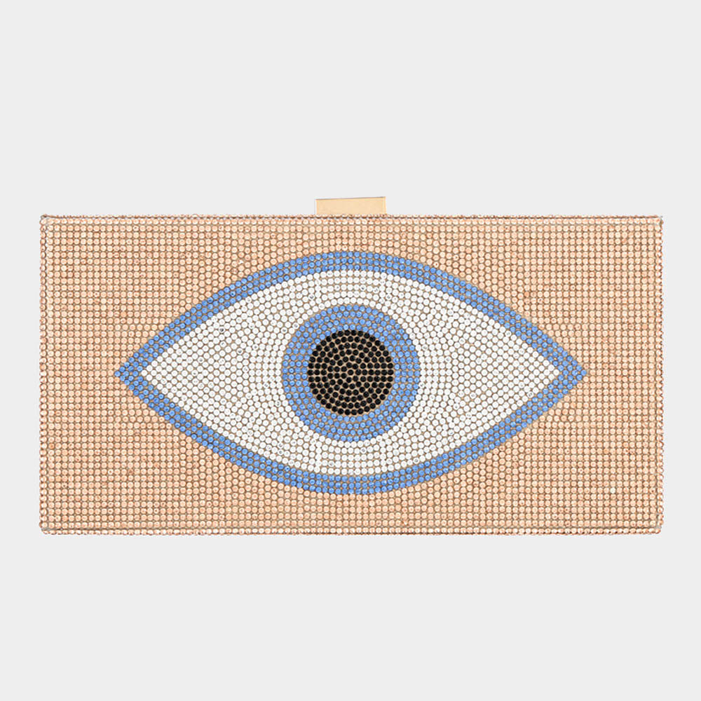 Evil Eye Evening Bag Clutch or Gold Chain Strap