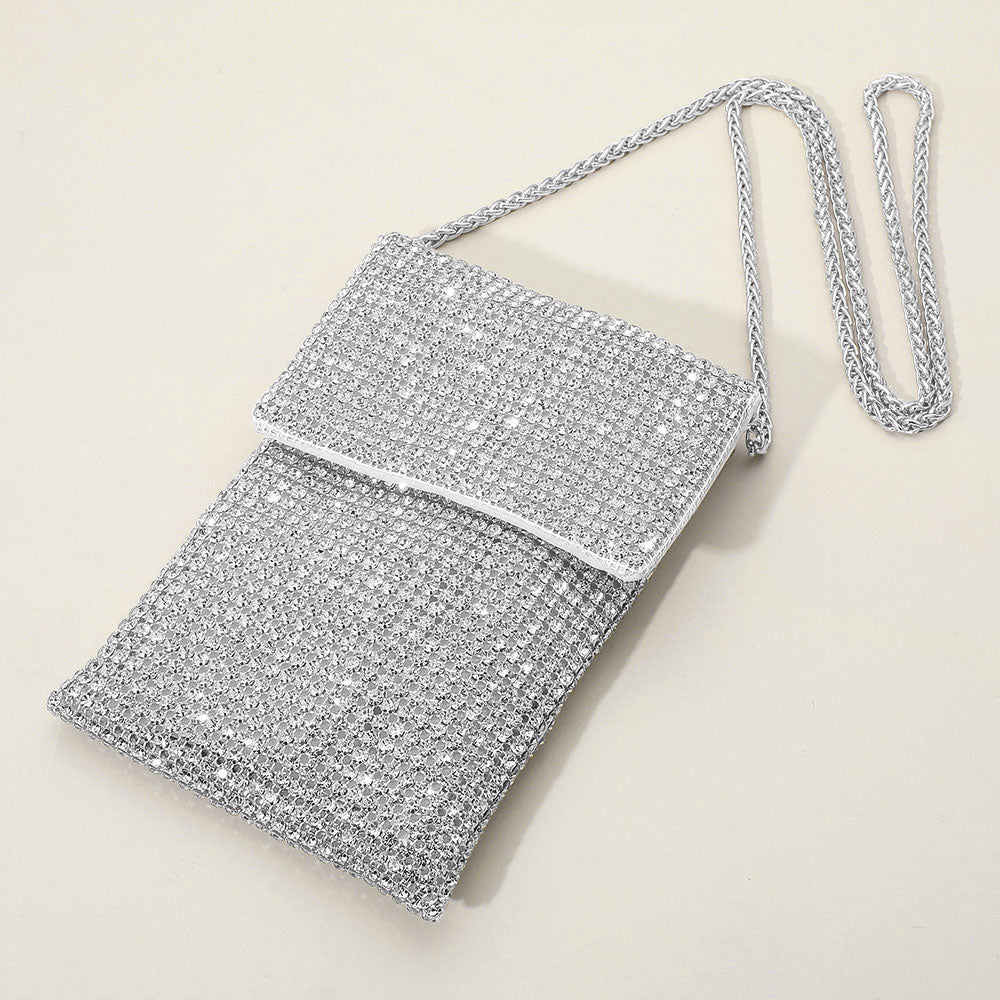 Rhinestone Mesh Crossbody Mini Pouch Crossbody Bag