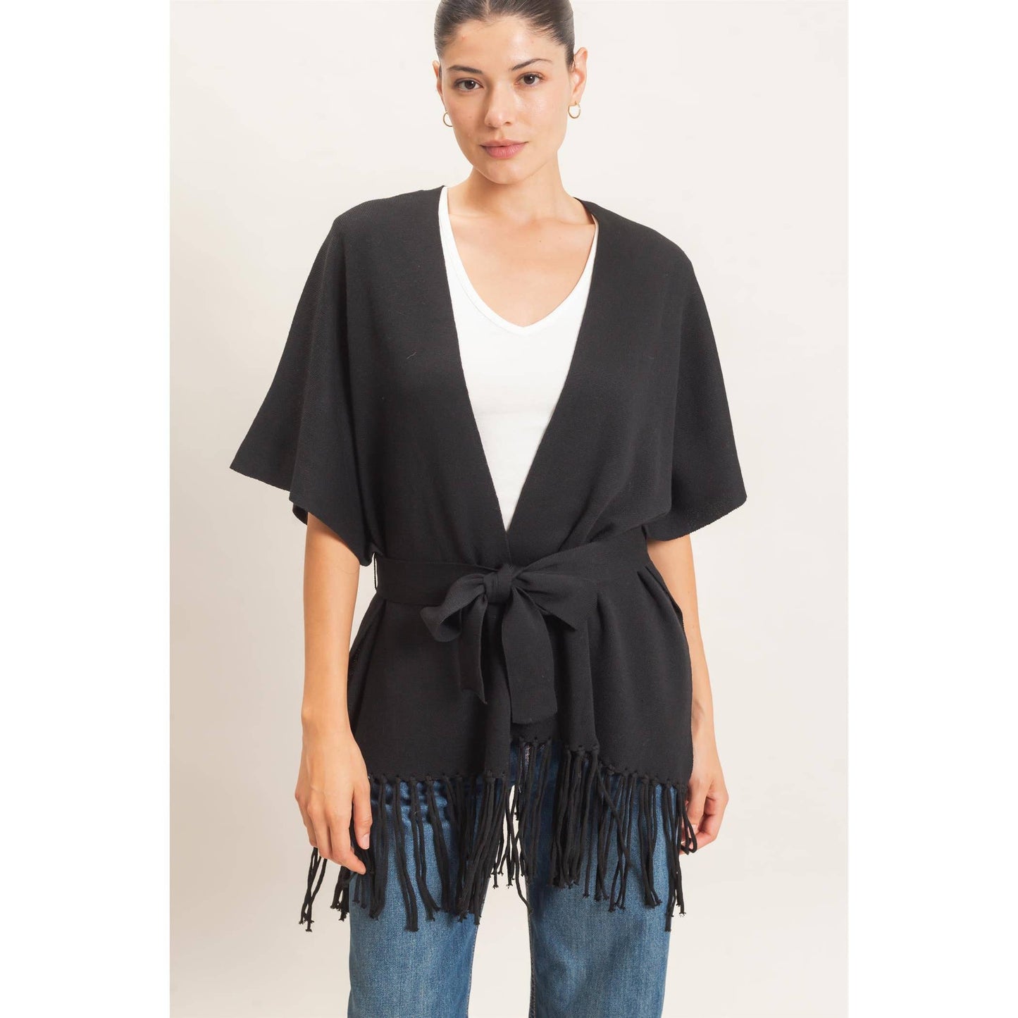 Fringe Hem Kimono Sweater