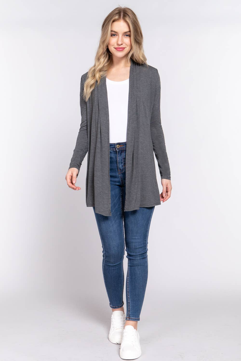 Long Sleeve Rayon Jersey Long Cardigan
