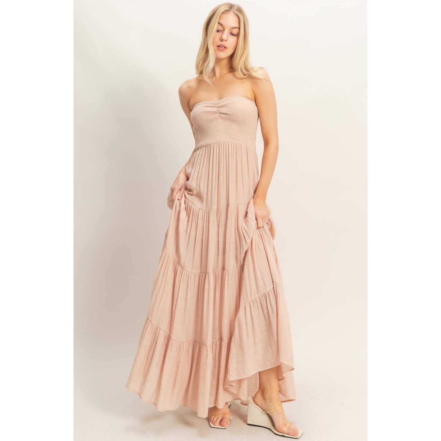 Smocked Elastic Maxi Dress
