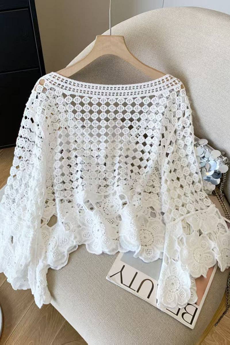 Crochet Open-Knit Blouse