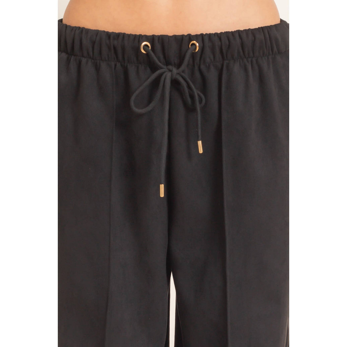 Suede Elastic Waistband Trousers