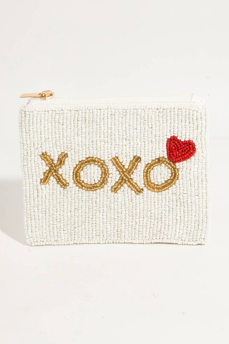 Xoxo Heart Beaded Coin Purse