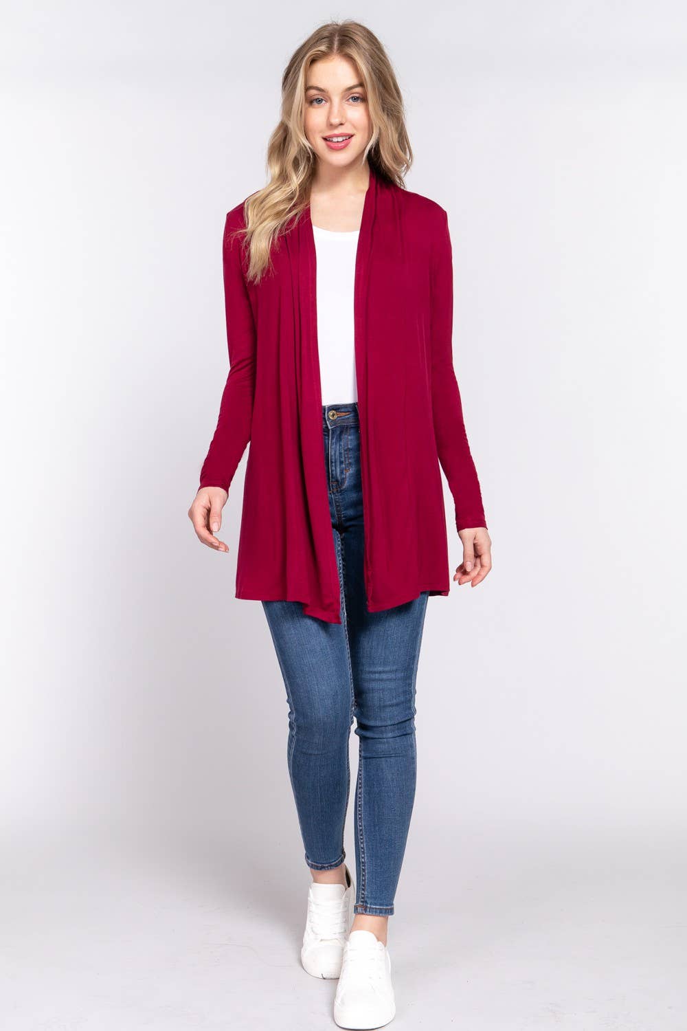 Long Sleeve Rayon Jersey Long Cardigan