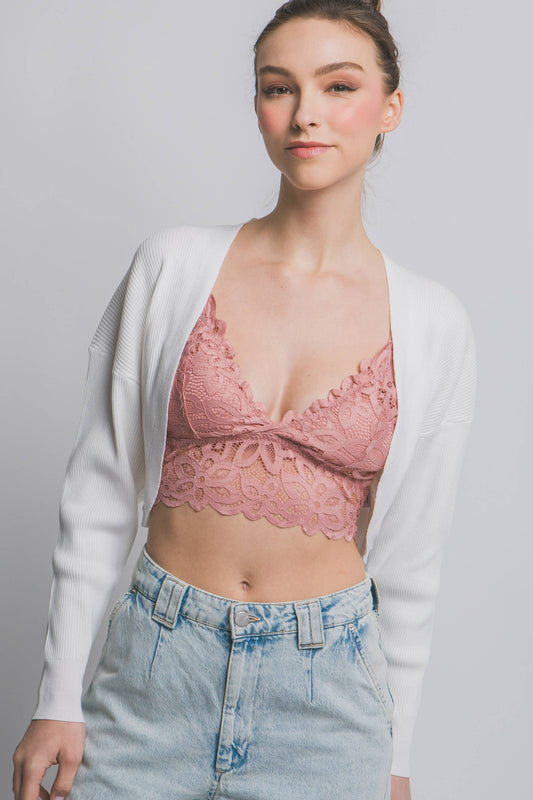 Cropped Long Sleeve Open Bolero Shrug