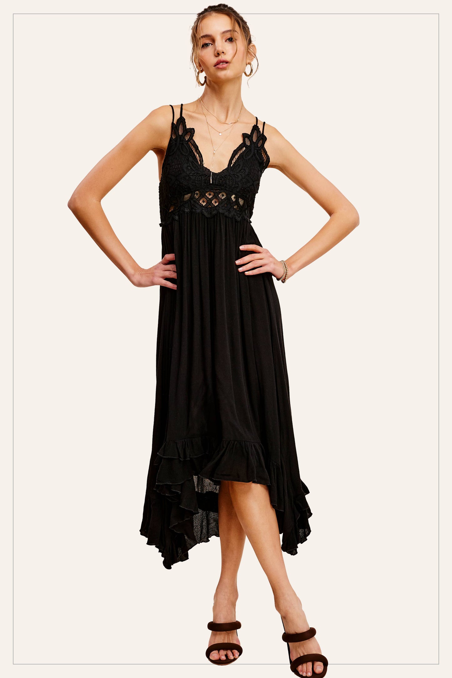 Crochet Lace Detailed Sleeveless Bralette Maxi Dress