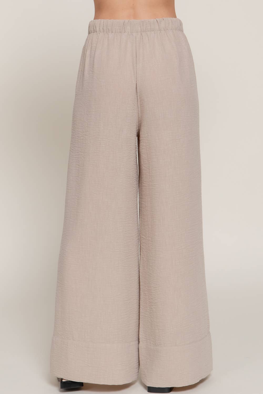 Linen Palazzo Pants Drawstring Waistband
