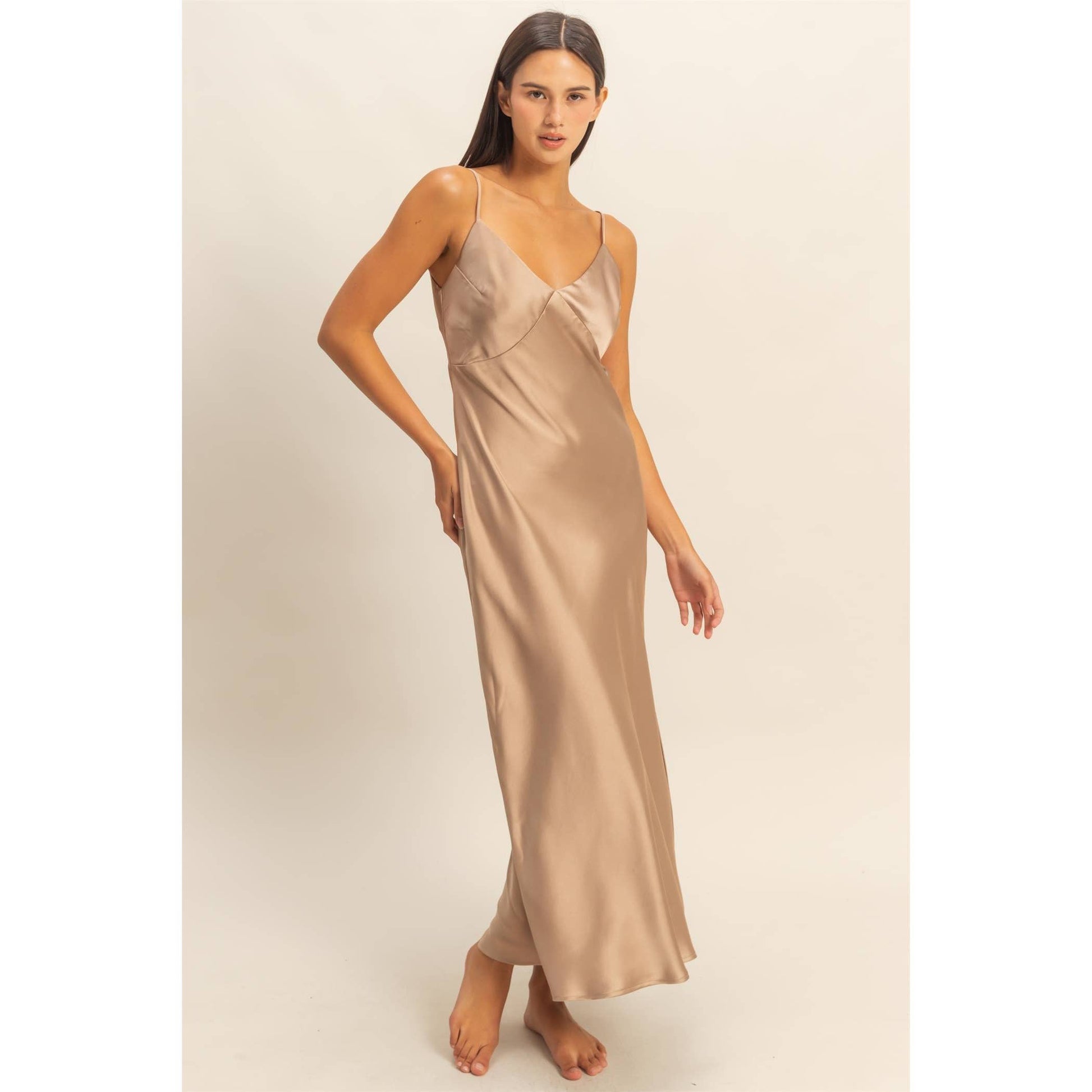 satin midi slit dress 90s Slit Satin Midi Dress
