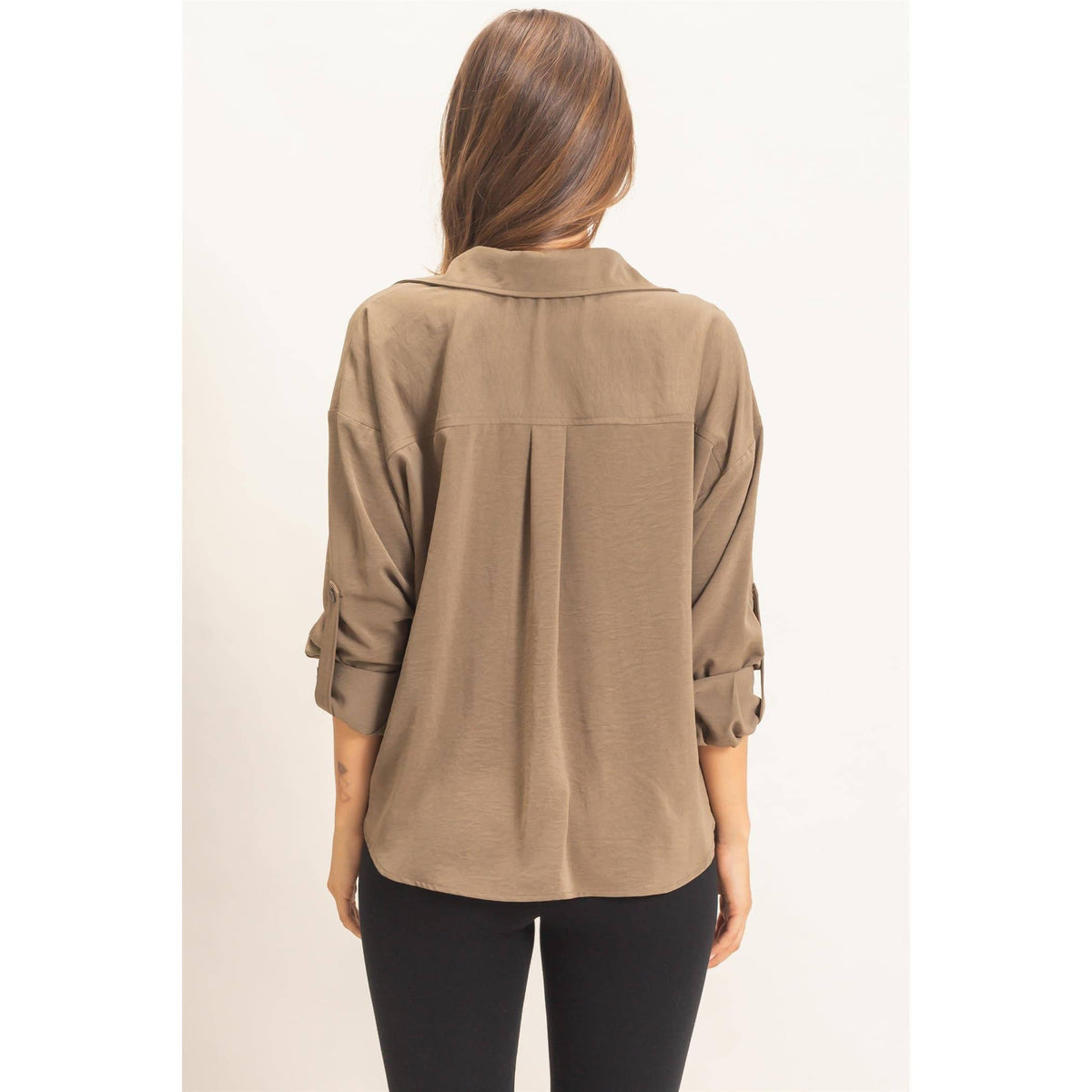Button-Up Dolman Sleeve Top