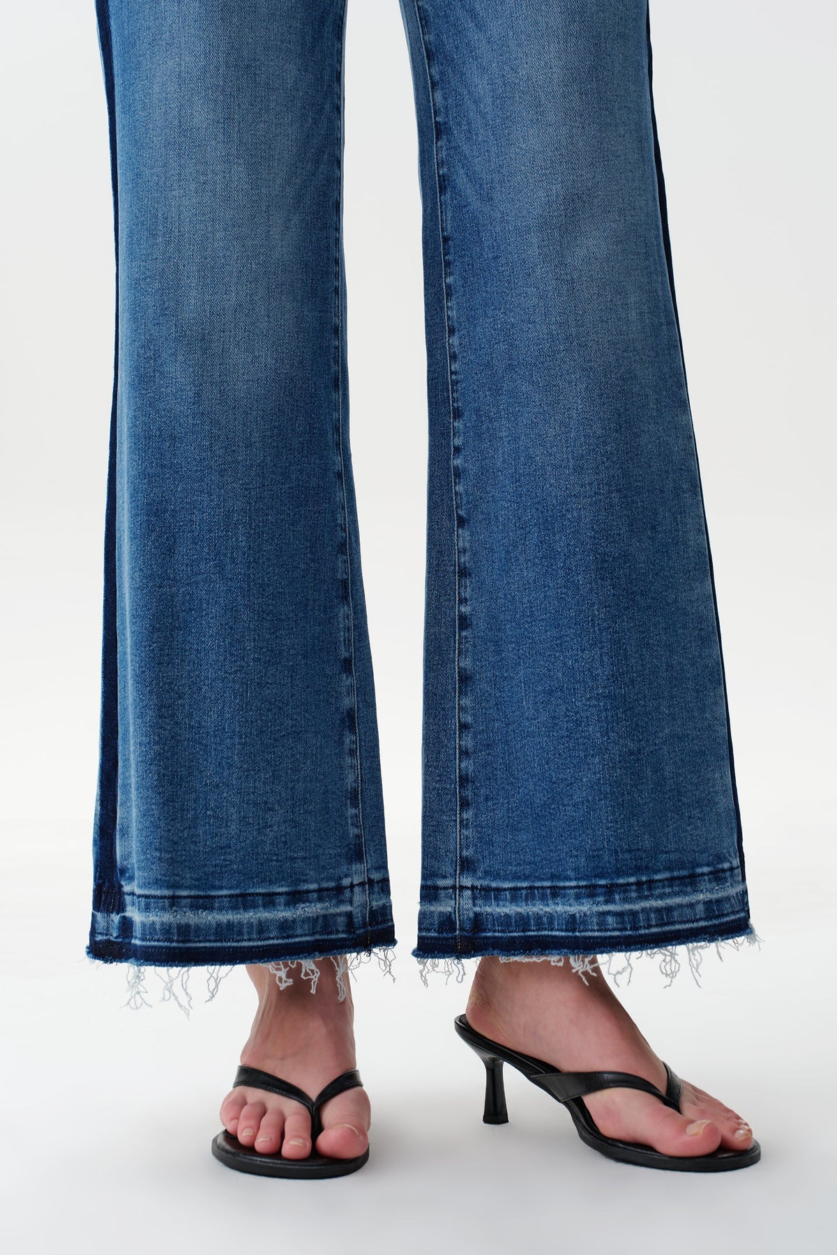Mid Rise Wide Leg Jeans Side Stripe