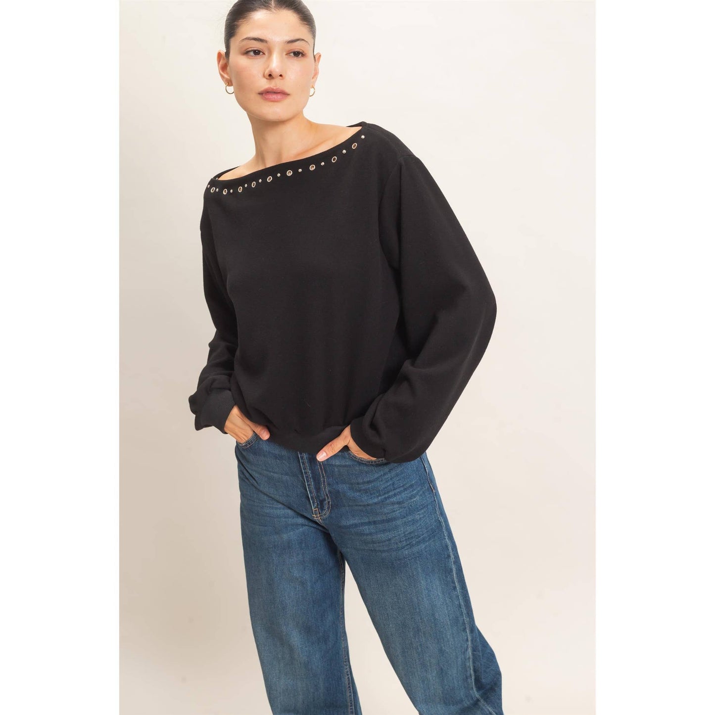 Studded Crew Neck Sweatshirt