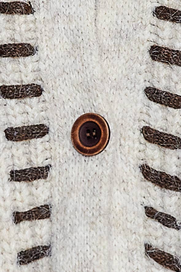 Pol Hooded Button Front Contrast Stitch Pocket Cardigan