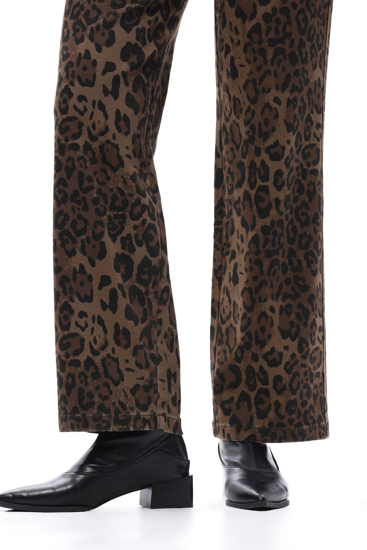 High Rise Leopard Print Straight Leg Pants
