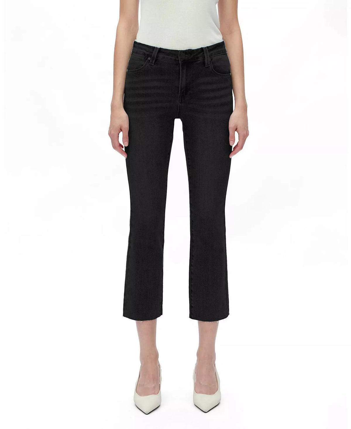 Bayeas Mid Rise Frayed Hem Denim Short Length