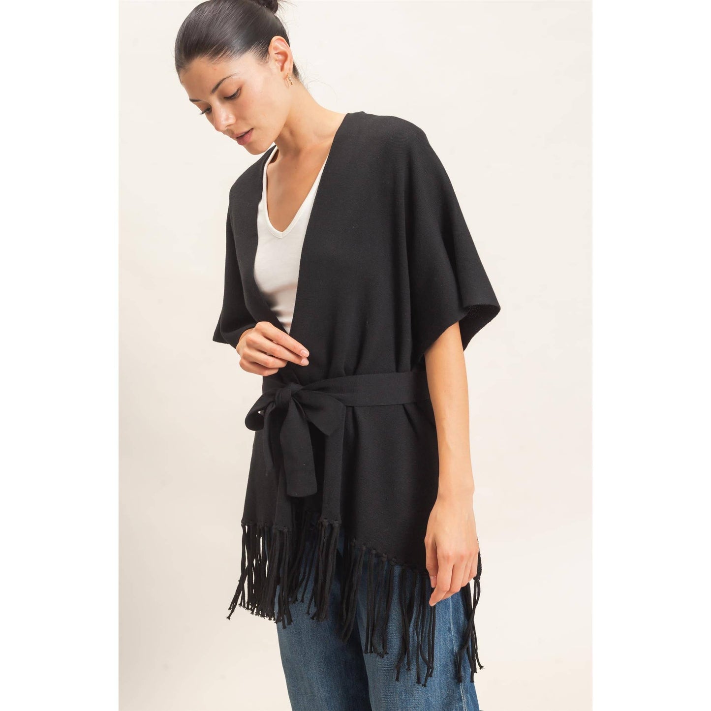 Fringe Hem Kimono Sweater