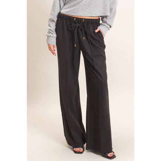 Suede Elastic Waistband Trousers