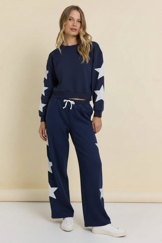 Navy Cropped Star Sweatshirt