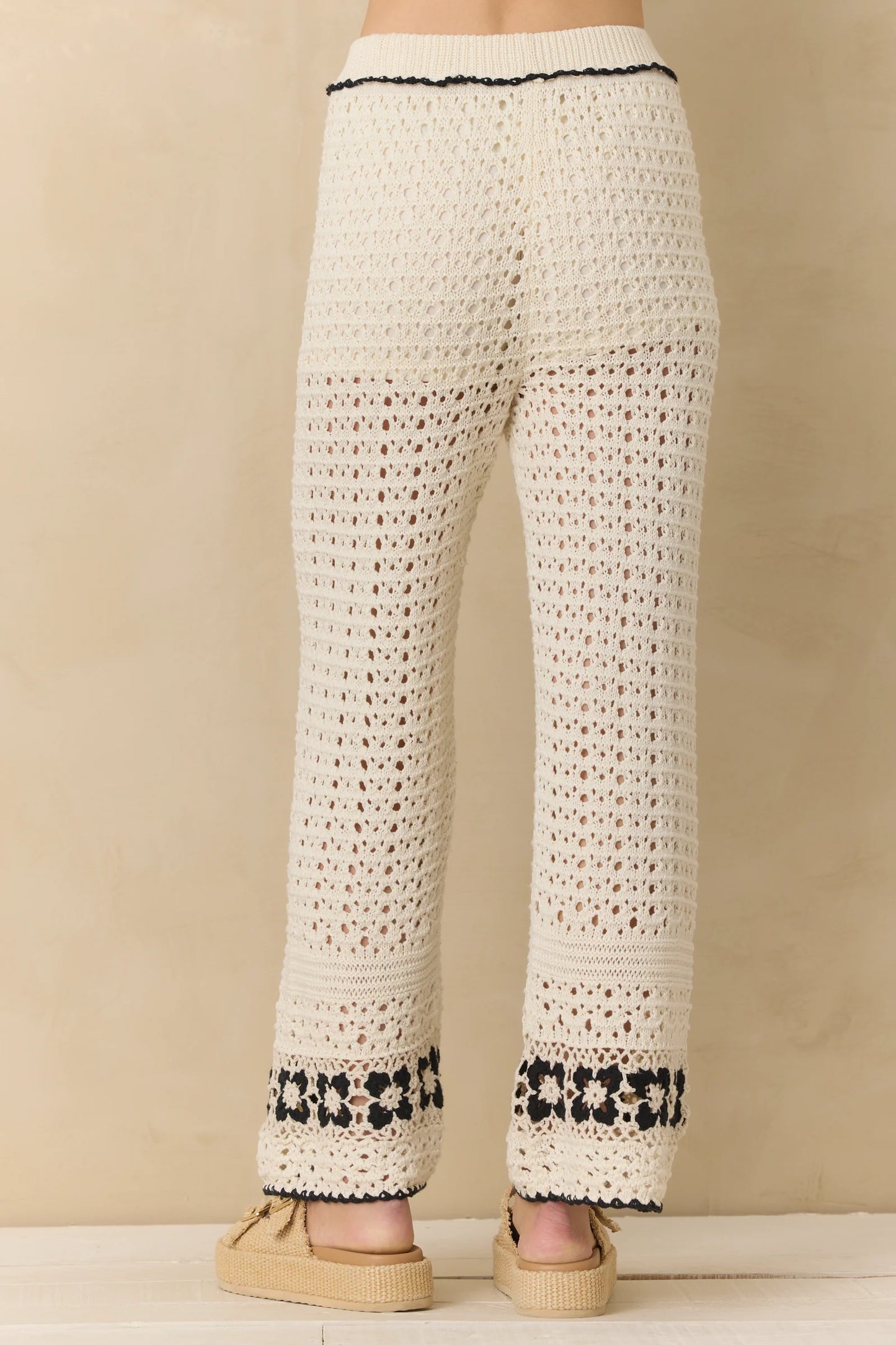 Vintage Havana Crochet Floral Wide Leg Pants