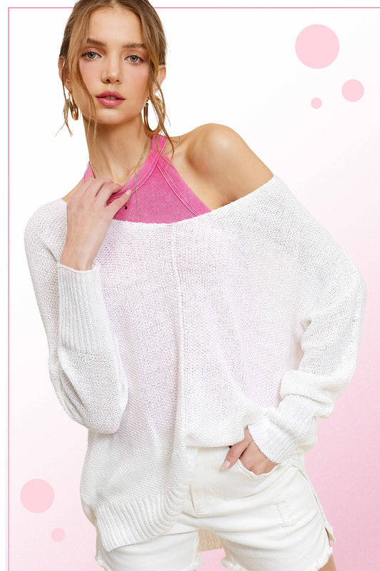 La Miel Soft Light Weight V-Neck Sweater Top