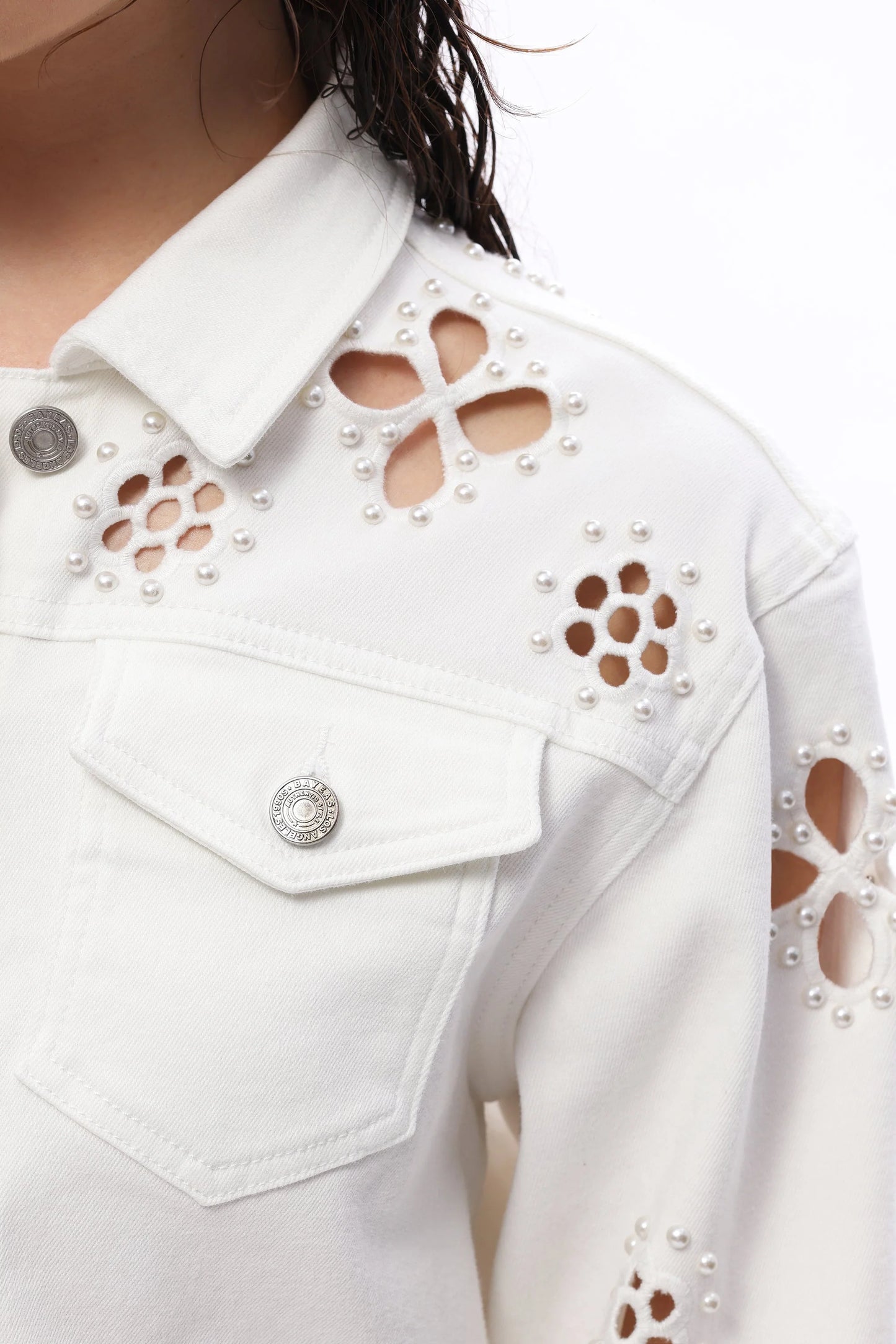 Bayeas Cropped Denim Jacket Woven