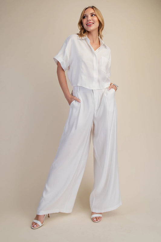 High Waist Tailored Wide Pants
