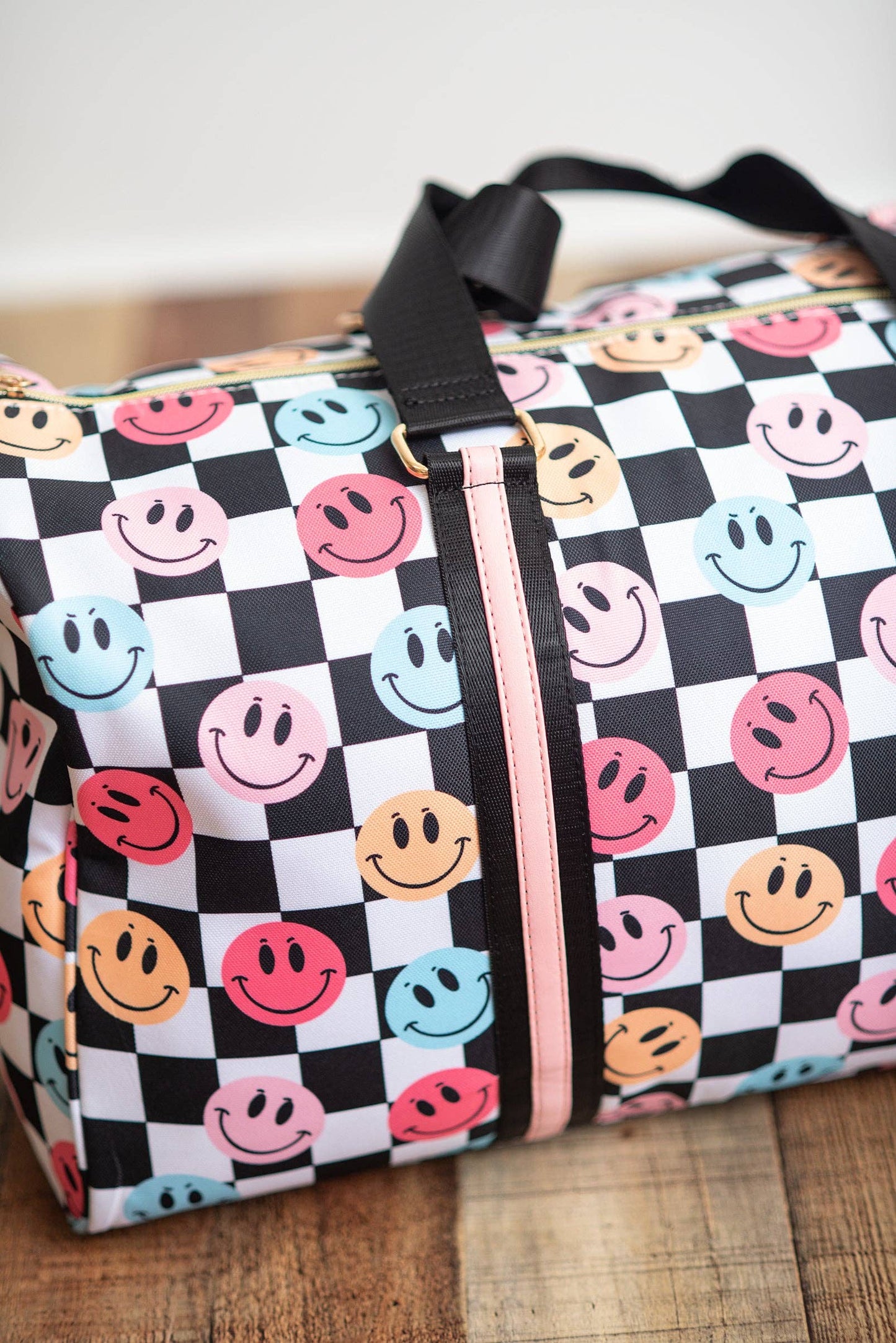 Kids Smiley Face Checkered Weekender Bag