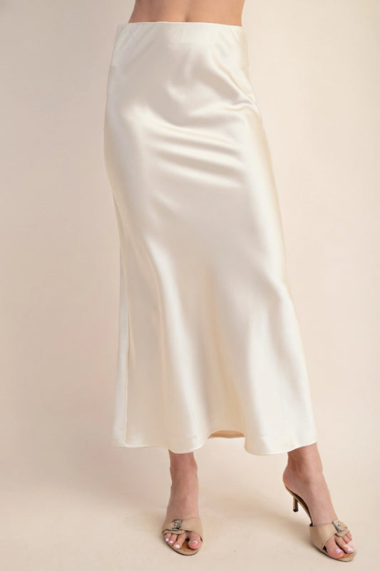 Elastic Waist Midi Skirt