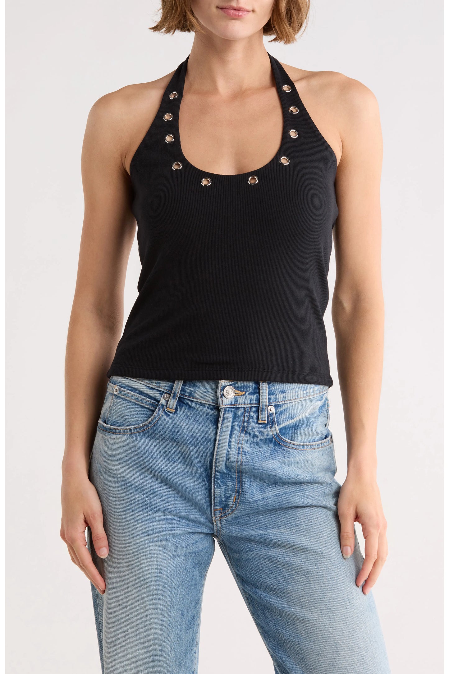 Suzette Rib Grommet Halter Top