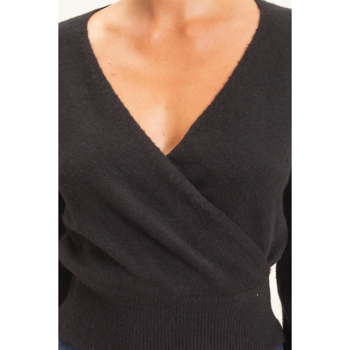 Wrap V Neck Sweater