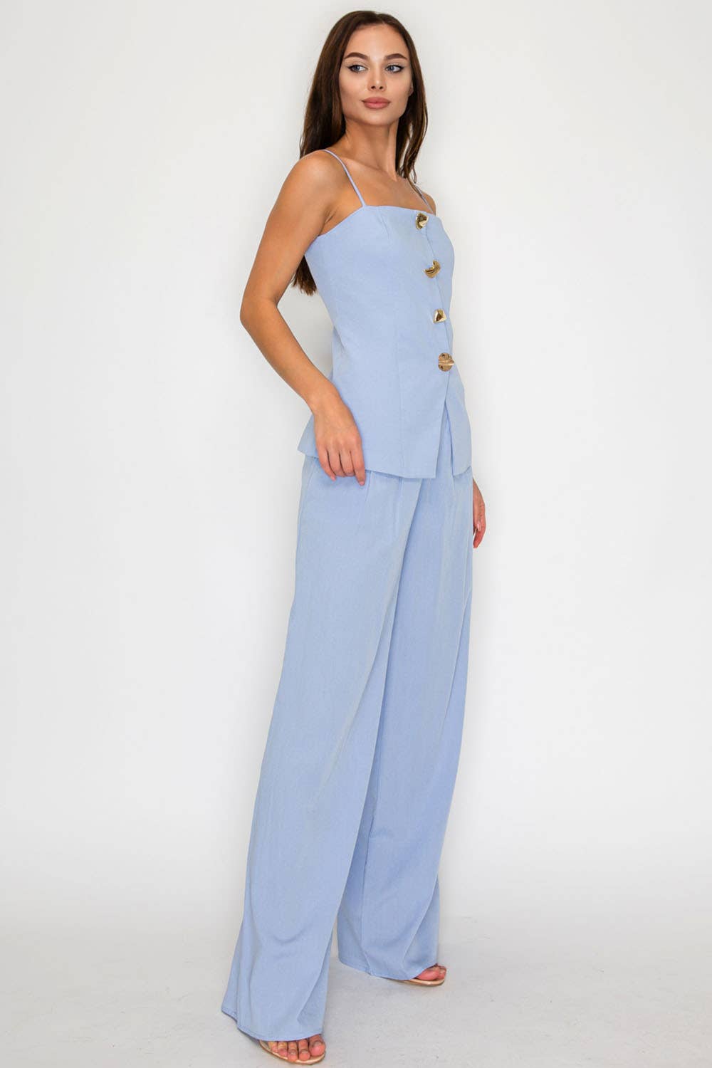 Tailored Cami Top & Wide-Leg Pants Set