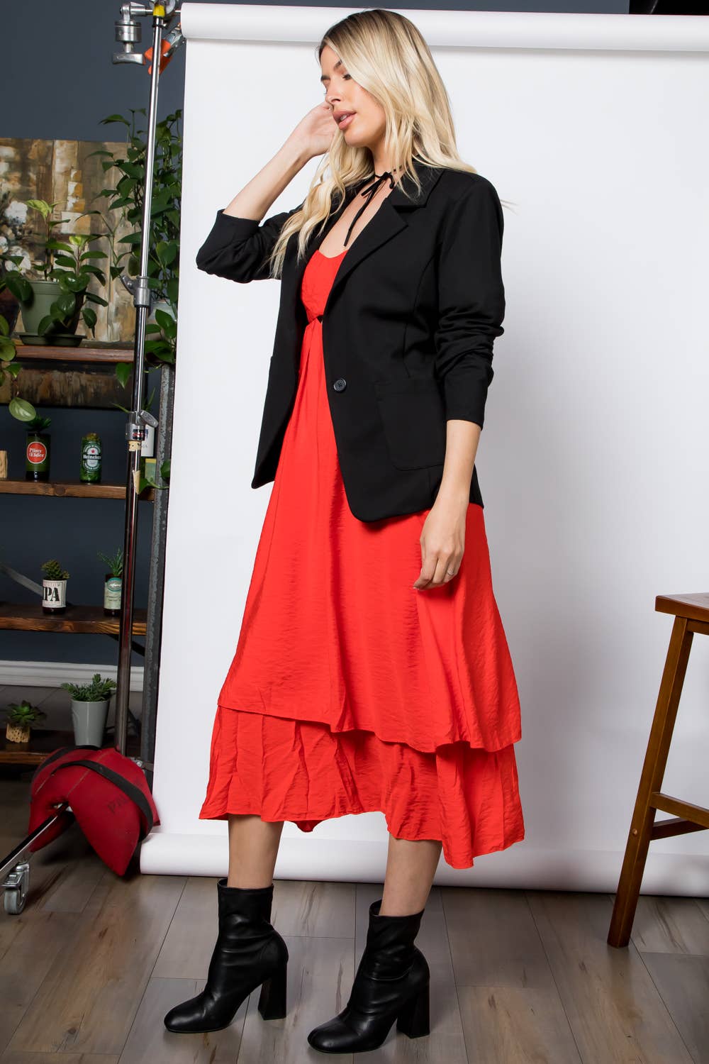 Ponte One Button Front Patch Pocket Blazer