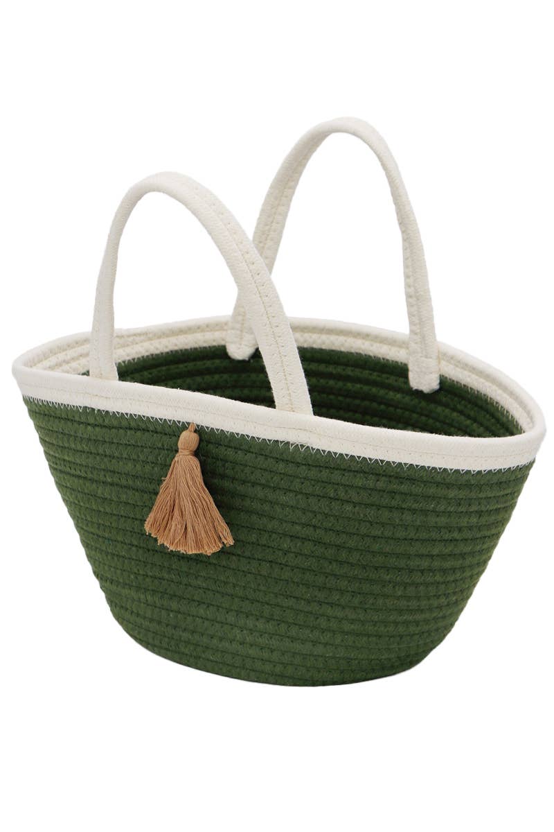 Tassel Thick Wavy Braided Boat Beach Tote Bag