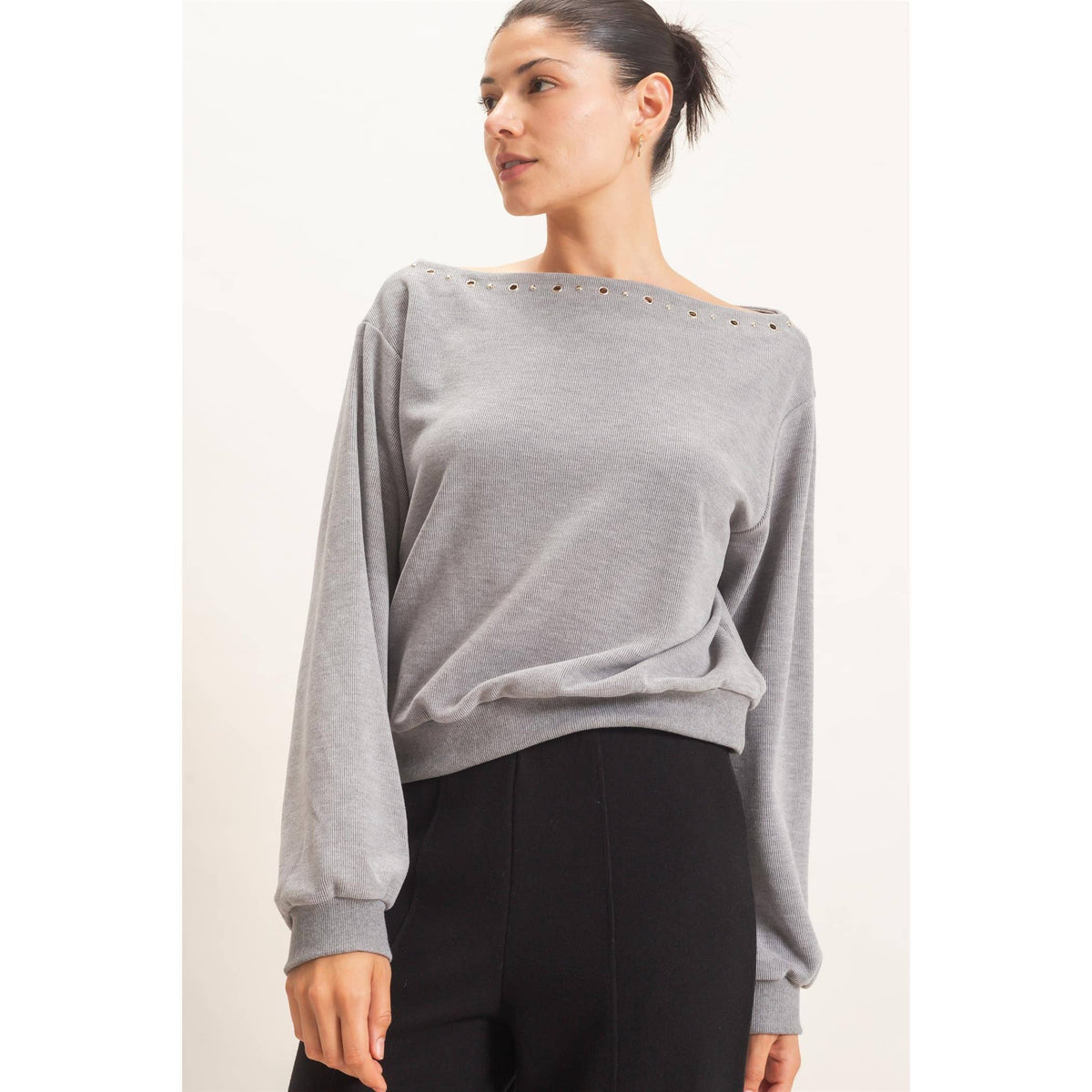 Studded Crew Neck Sweatshirt