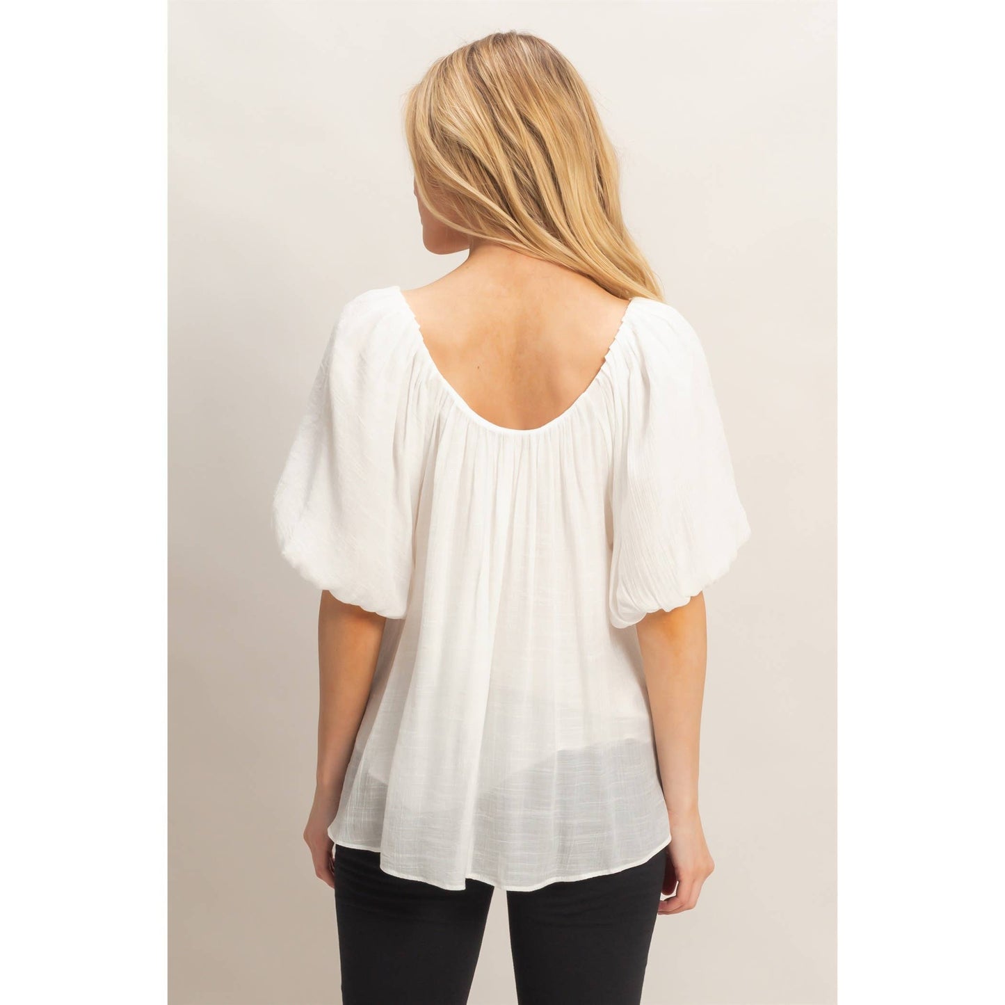 Gathered Puff Sleeve Blouse