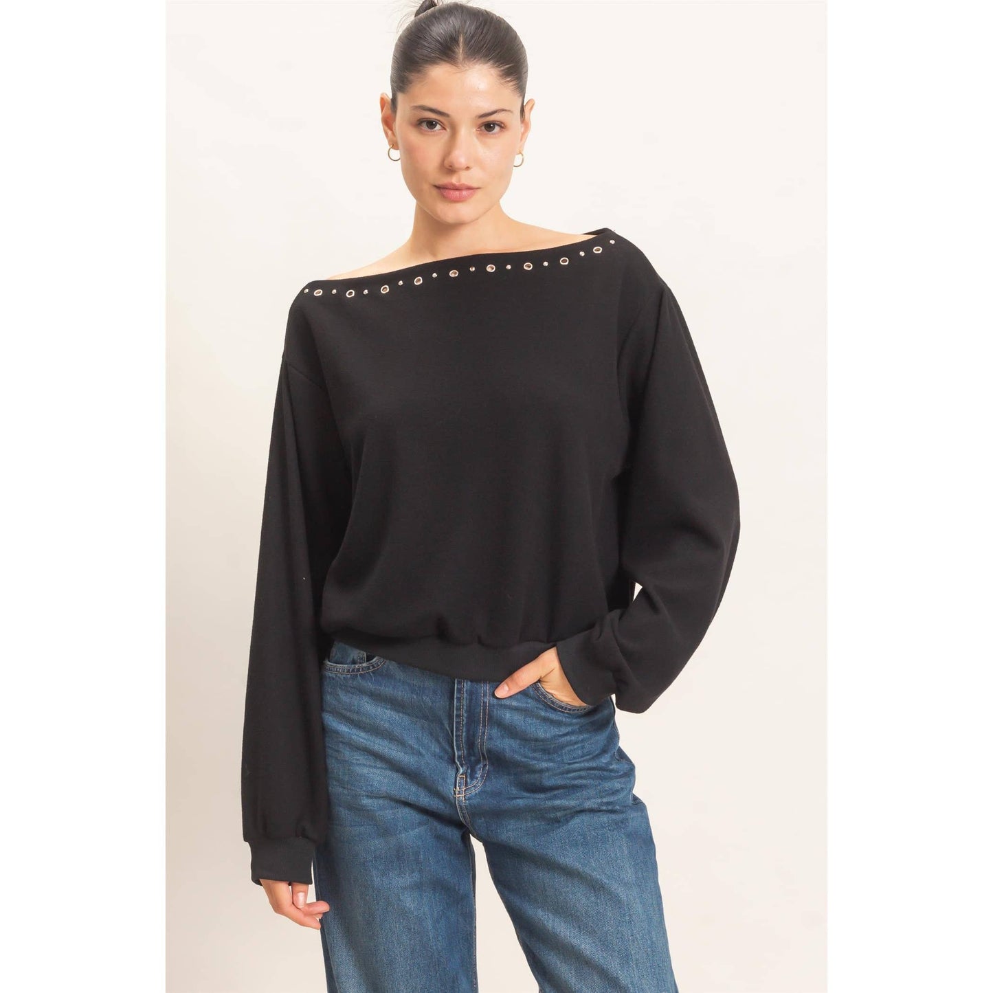 Studded Crew Neck Sweatshirt