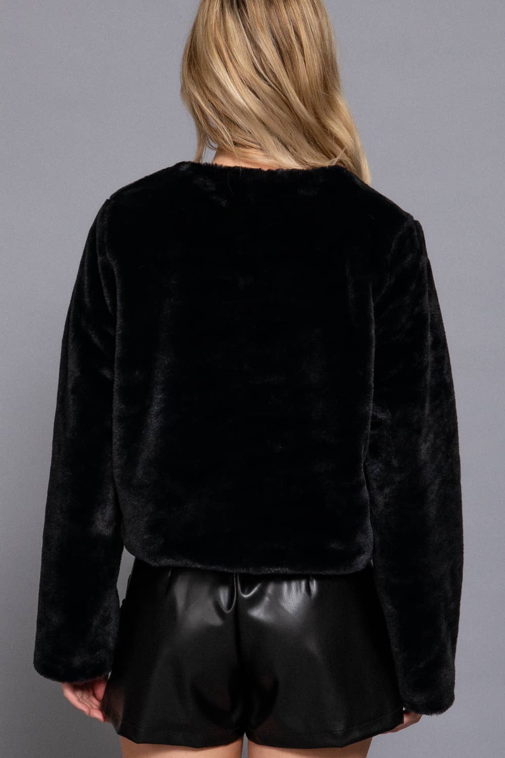Faux Fur Crop Length Blazer