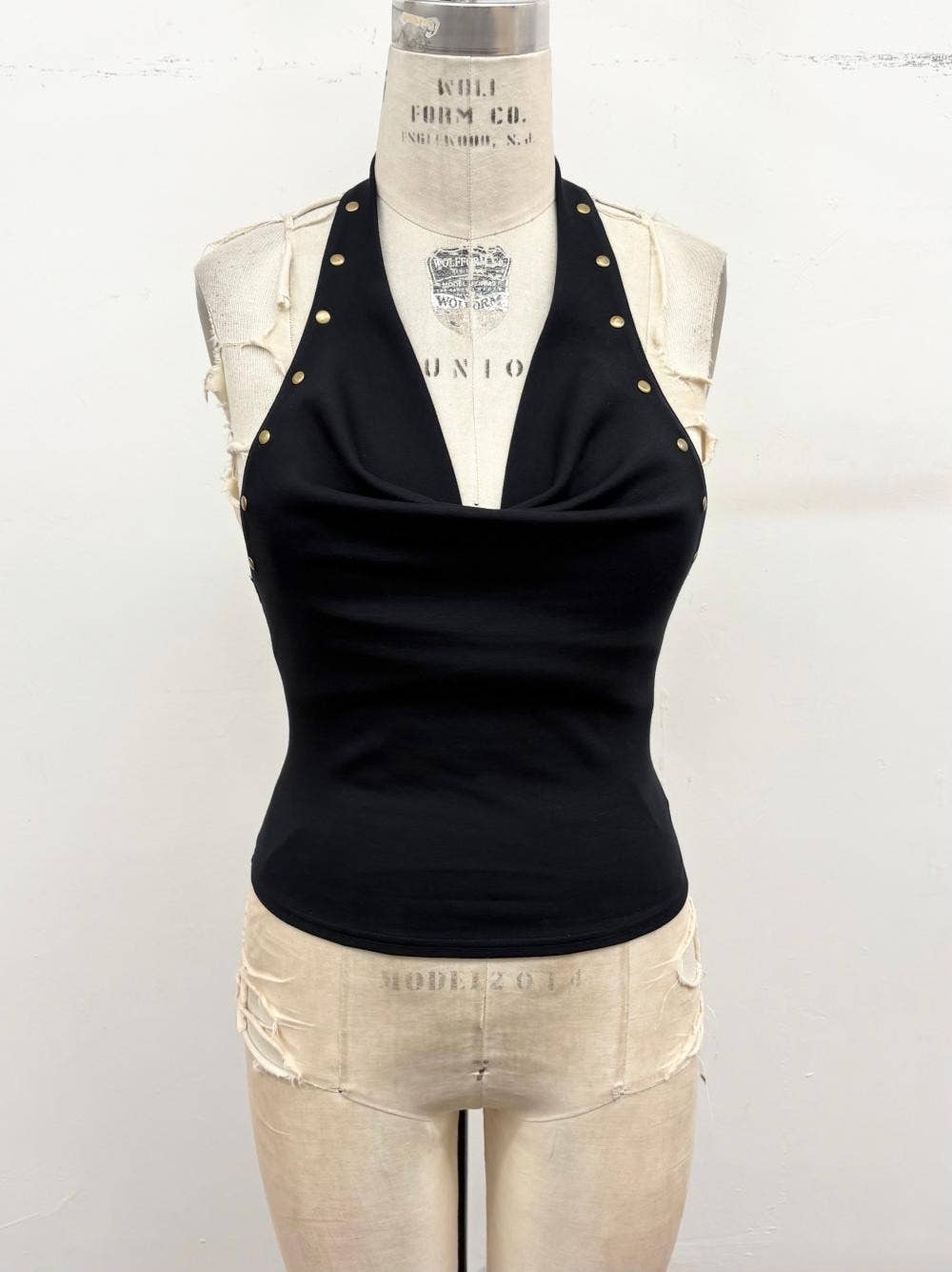 Stud Trim Halter Neck Top