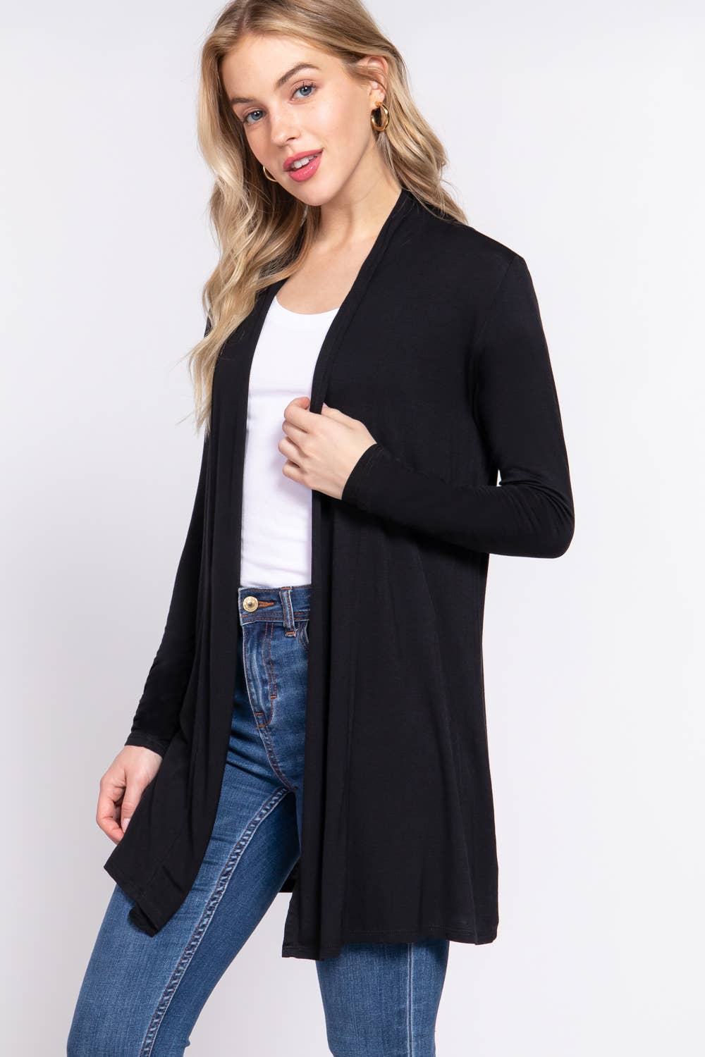 Long Sleeve Rayon Jersey Long Cardigan