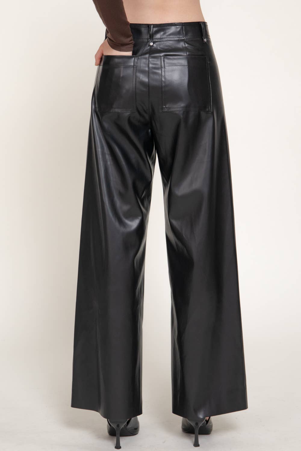 High Waist Wide Leg Faux Leather Pants
