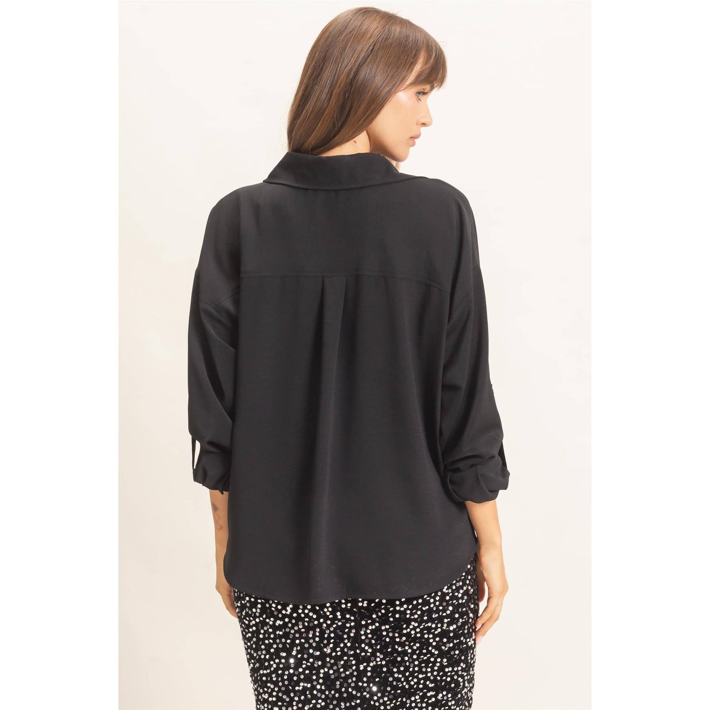 Button-Up Dolman Sleeve Top