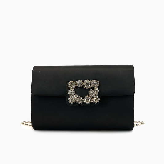 Clara Satin Rhinestone Gem Evening Crossbody